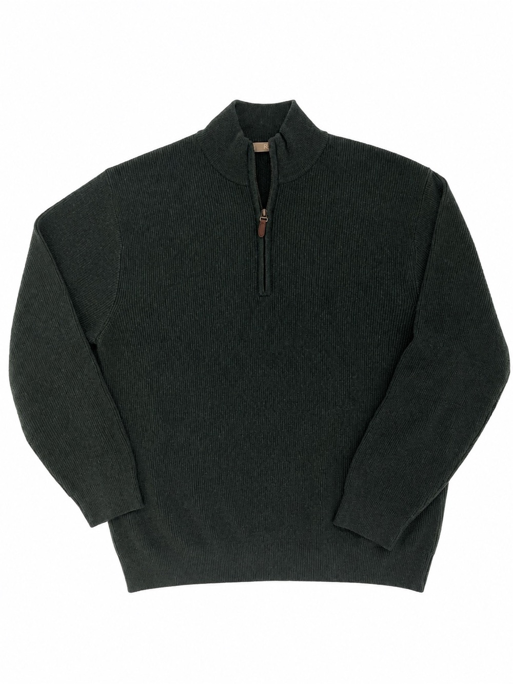 Raffi Men's Quarter-Zip Sweater in Forest Green 100% merino wool size XL